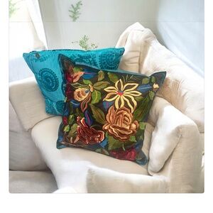 Pier 1 Imports Floral & Turquoise Accent Pillows – Set of 2, New with Tags